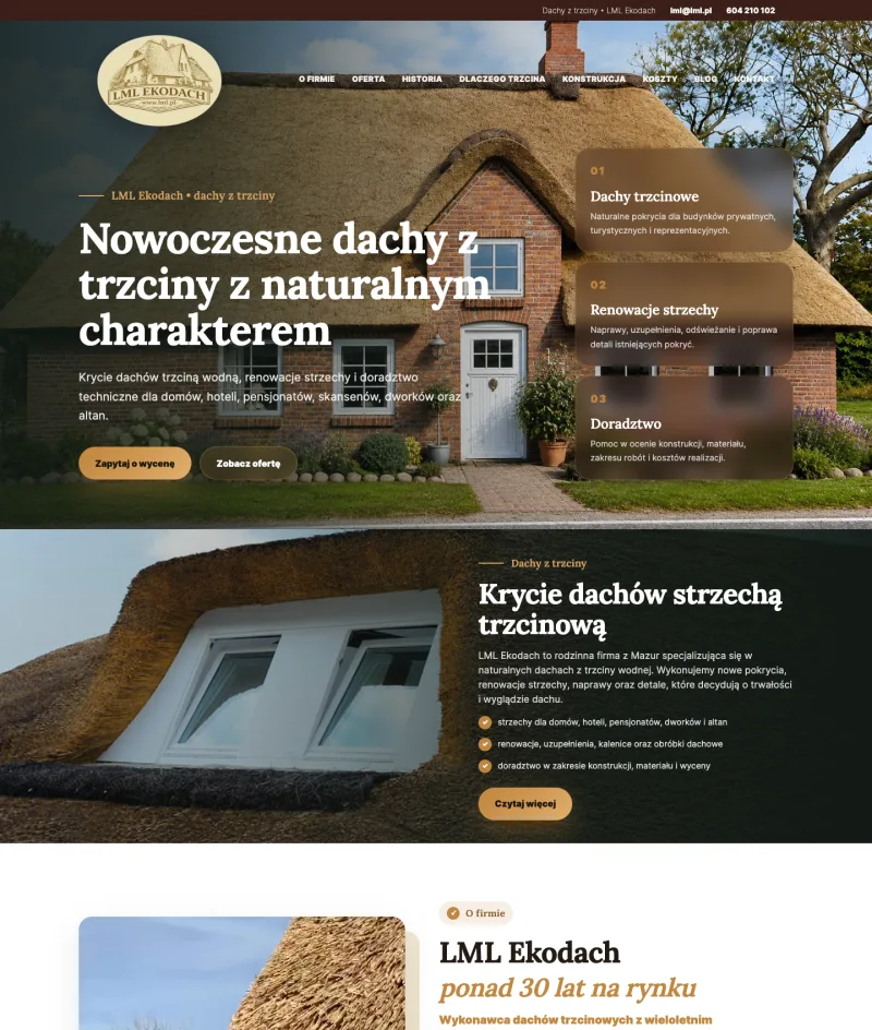 Realizacja BXM Multimedia: LML Ekodach — podgląd strony internetowej