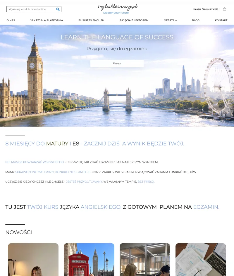 Realizacja BXM Multimedia: English Learning — podgląd strony internetowej